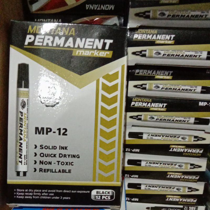 

SPIDOL PERMANEN / HITAM MURAH MARKER PERMANENT MONTANA HARGA ECEREN 1 PCS