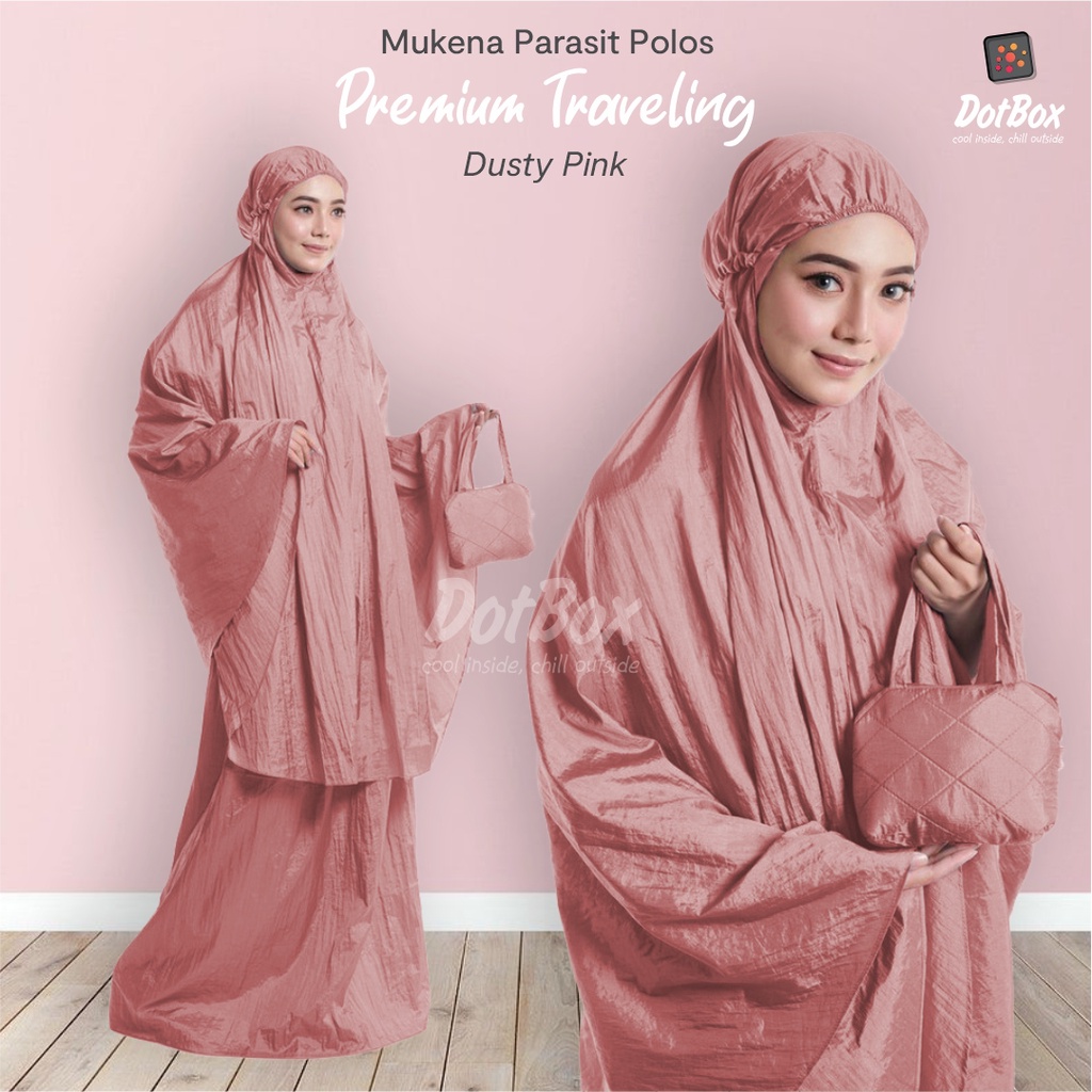 Mukena Parasut Dewasa Polos / Mukena Travel Parasit Bahan Adem bukan Loufie / Mukena Tas Travel