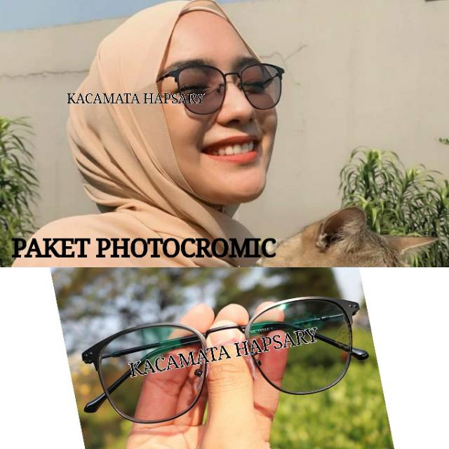 FRAME KACAMATA WANITA 1924 BESI + LENSA PHOTOCROMIC | KACAMATA MINUS | ANTI RADIASI 2 IN 1