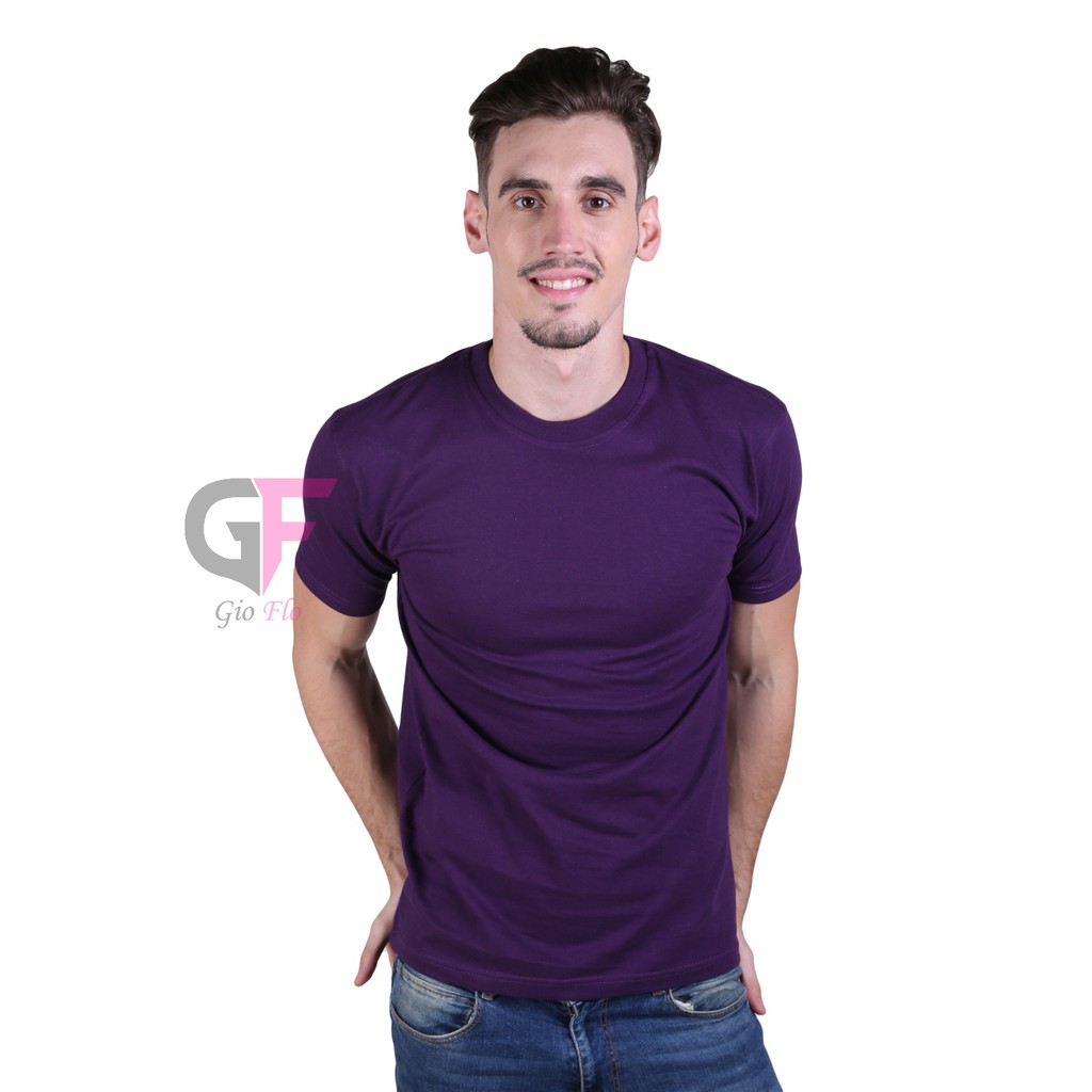 GIOFLO Kaos Distro Keren Santai Pria Lengan Pendek Ungu Tua / PLS 36