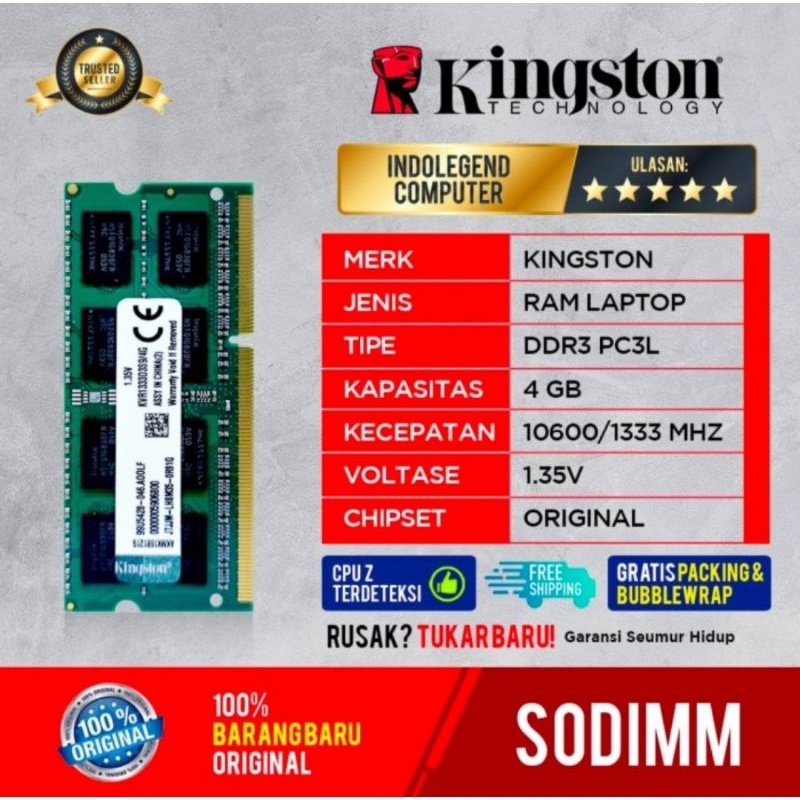 RAM KINGSTON SODIM DDR3 4GB L PC10600