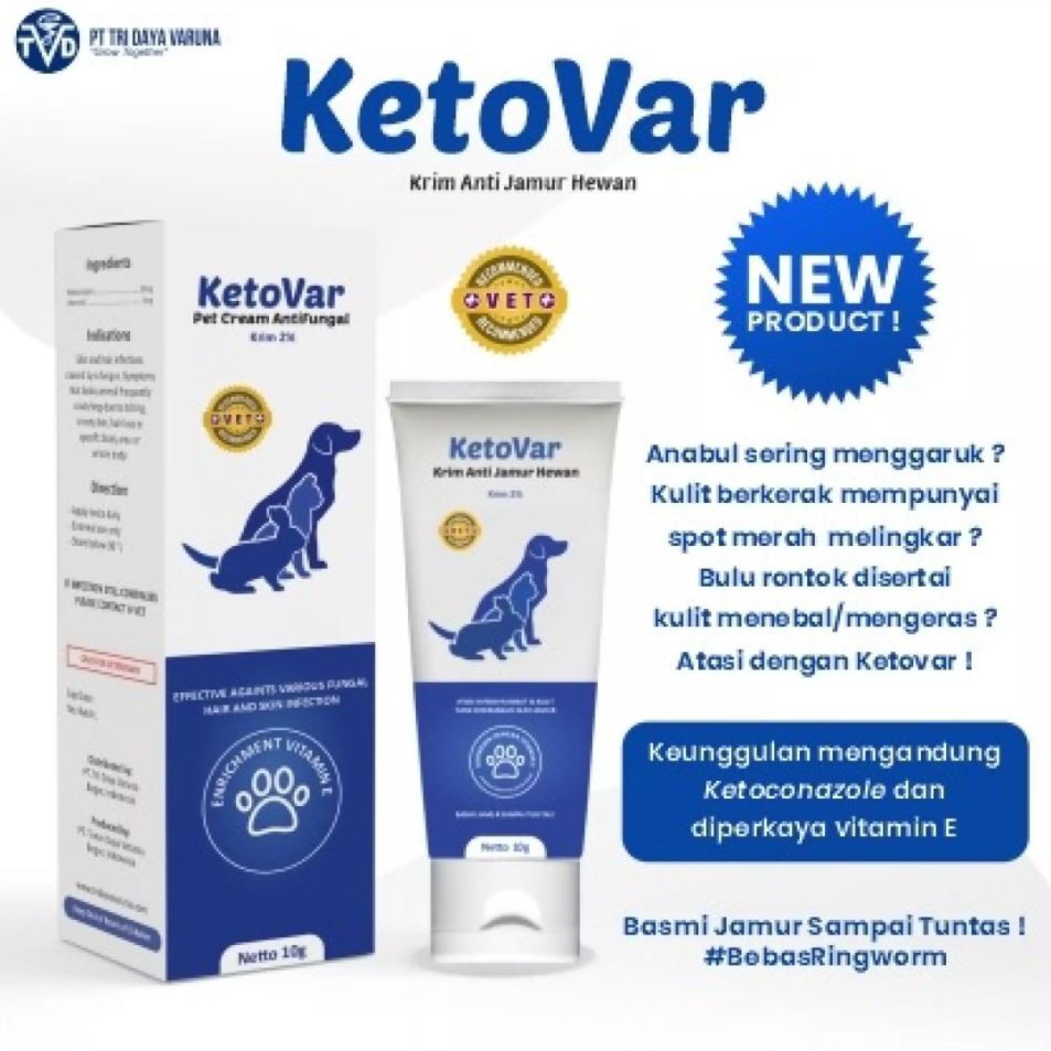 Ketovar 10GR Krim Obat Jamur Hewan Kucing Anjing Kelinci Marmut