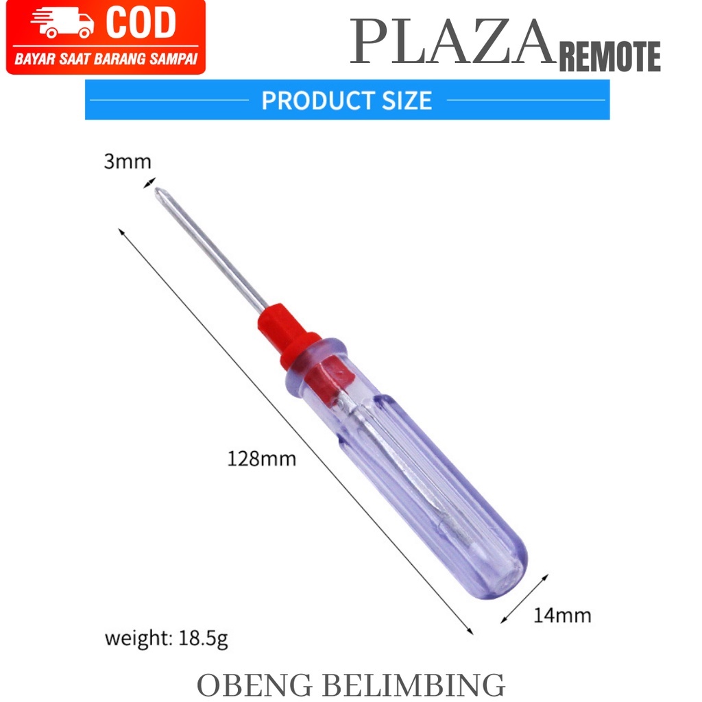 OBENG PLUS KECIL +  SCREWDRIVER Transparan DIAMETER 3MM BELIMBING