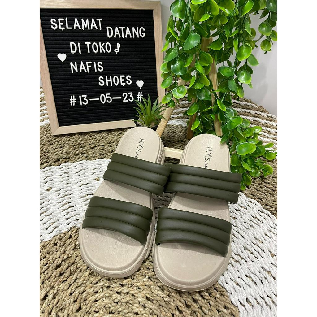 sandal wedges wanita terbaru / slop ban2 / 2201-15