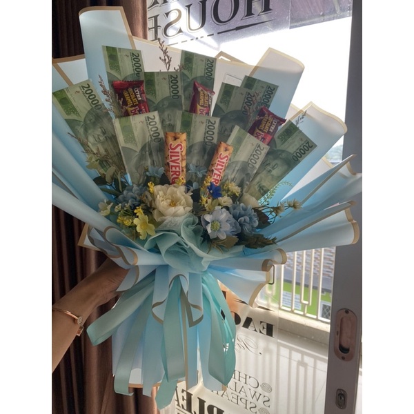 Money Buket/Buket Snack/Bunga Artificial Custom Hadiah Ulang tahun/Wisuda/Anniversary/ Hari Guru/Kelulusan