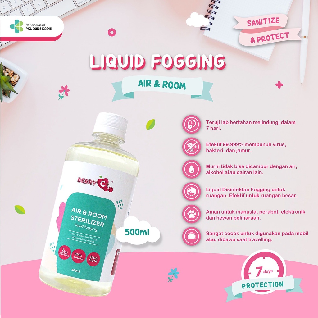 BerryC Berry C Air &amp; Room Sterilizer 500ml liquid Fogging Disinfektan Tahan 7 Hari