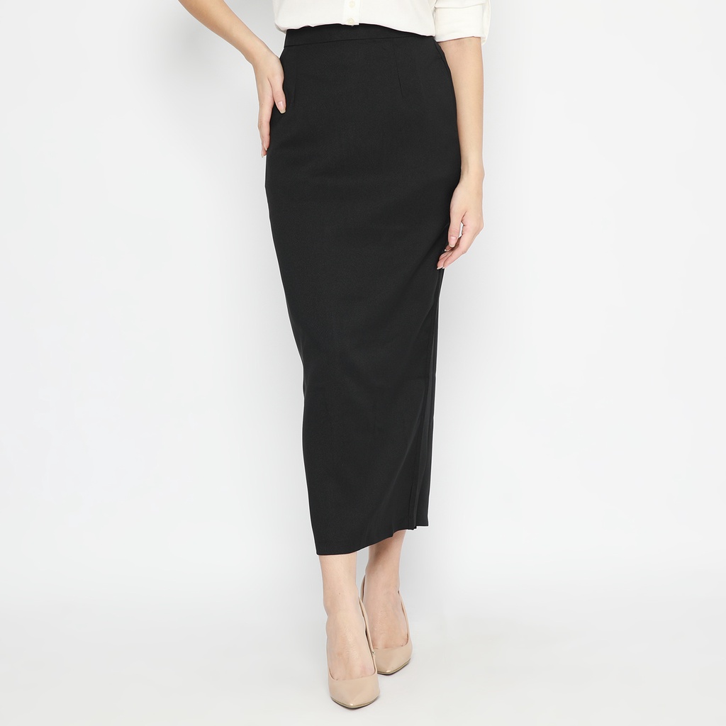 ROK KANTOR WANITA / ROK KERJA WANITA / ROK PANJANG HITAM / ROK BAHAN HITAM / ROK MAGANG HITAM / ROK WANITA HITAM / ROK BAHAN FORMAL WANITA / ROK PKL / ROK PANJANG MURAH - HITAM / PUTIH