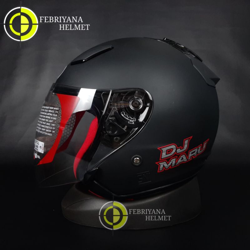 HELM KYT DJ MARU SOLID BLACK DOFF | HALFFACE KYT DJ MARU SOLID