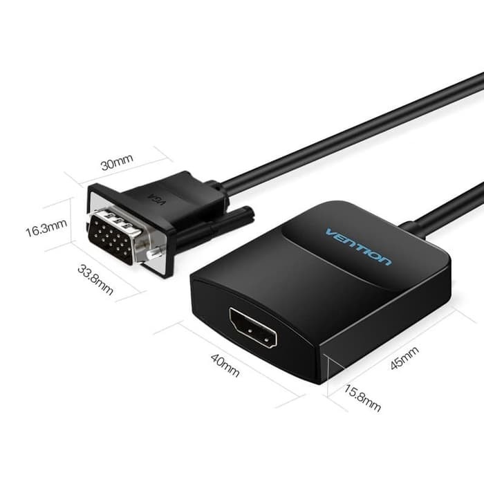 Vention ACN Adapter Converter Konektor VGA Male to HDMI Female Audio