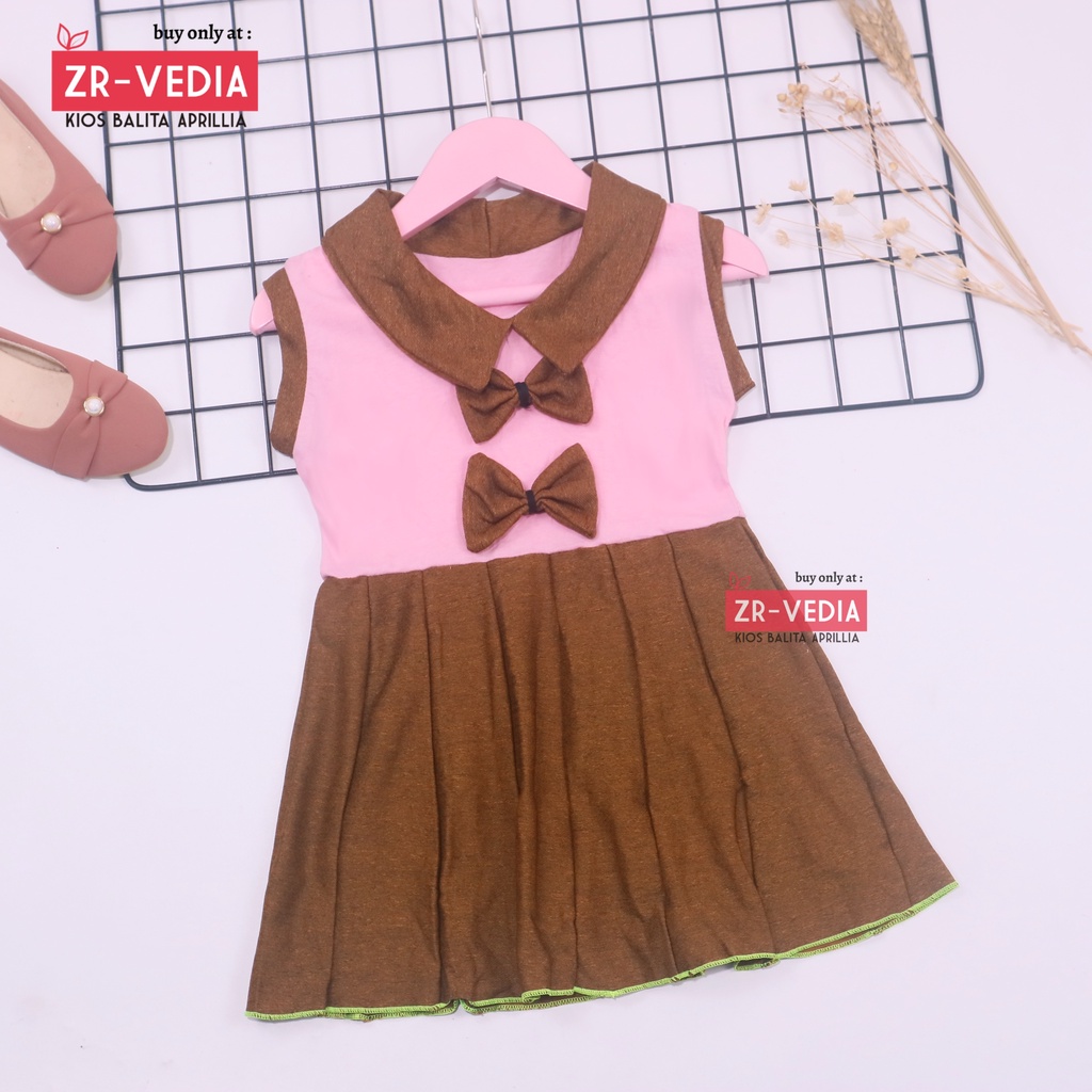 Dress Nindy uk 1-2 Tahun / Dres Kerah Yukensi Atasan Baju Harian Import Anak Perempuan Cewek Grosir