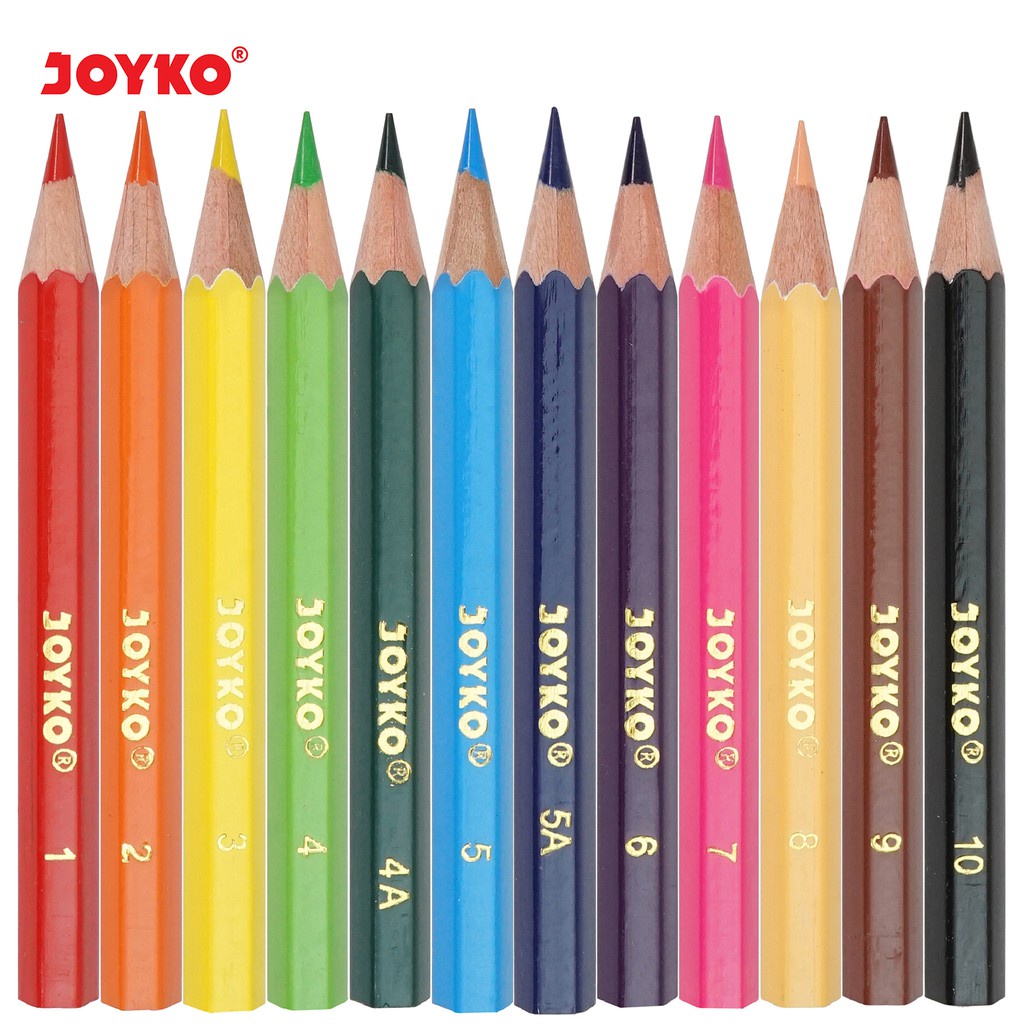 Joyko Pensil Warna Mini Short Color Pencils Hexagonal Grip - CPS24