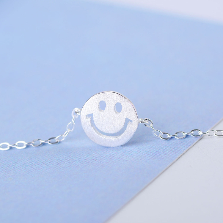 Gelang Kaki Perak Silver Anklets Fashion Jewelry Chain Smile Face Anklet for Women Girls Friend Foot Barefoot Leg Jewelry