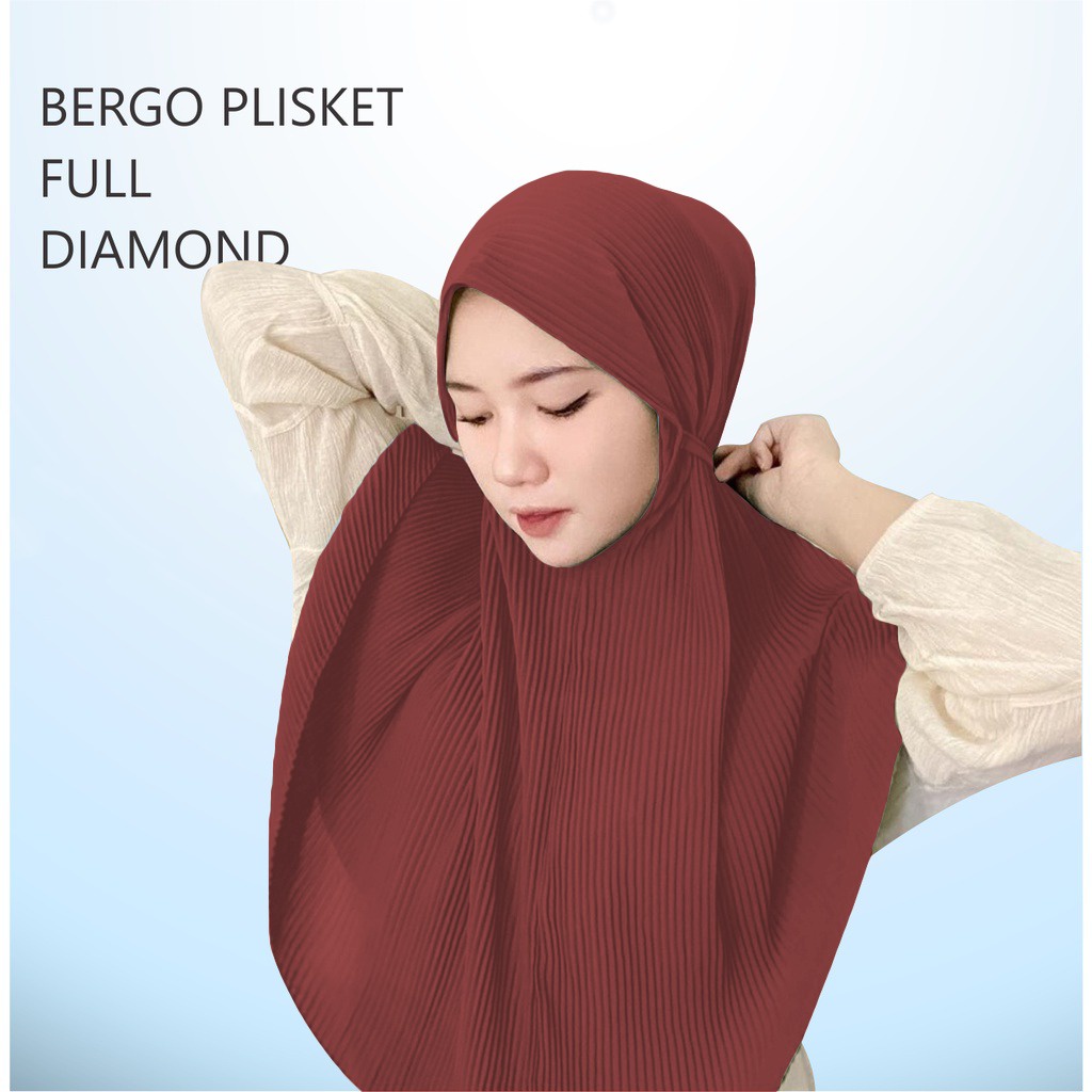 Jilbab Instan Plisket Diamond Oval / Kerudung Bergo Plisket Oval Diamond size L