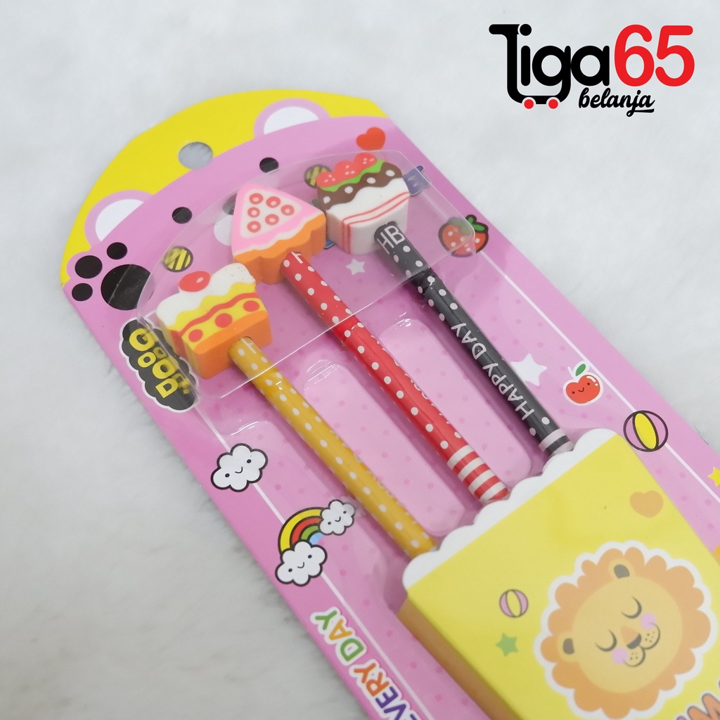 365 Pencil set #40607 3D cartoon Stationary Set Alat Tulis Anak kartun / Buku &amp; Alat Tulis