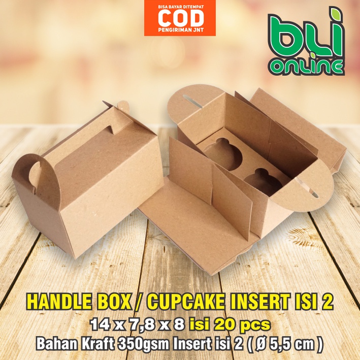 

Handle Box 14 x 7,8 x 8 Isi 20pcs / Box Cupcake / Dus Cake / Kotak Cupcake isi 2