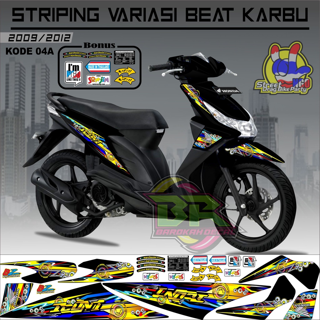 Striping Beat Karbu Stiker Lis Motor Beat Karbu kode 04