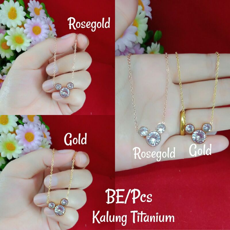 KALUNG TITANIUM MICKEY PERMATA SWAROVSKI