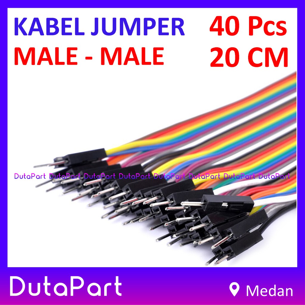 40Pcs Kabel Jumper 20cm MALE to MALE Dupont Cable Wire Pelangi