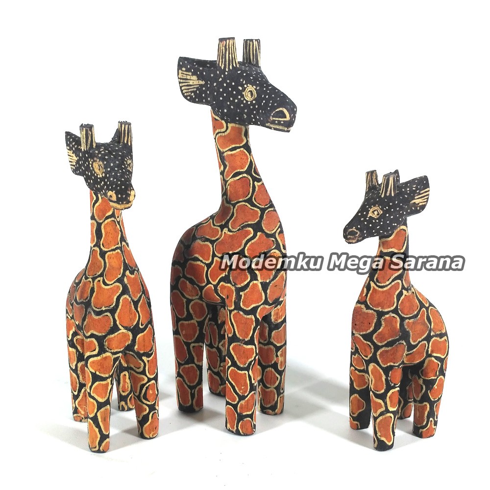 Pajangan Miniatur Jerapah Batik Khas Jogja Isi 3pcs