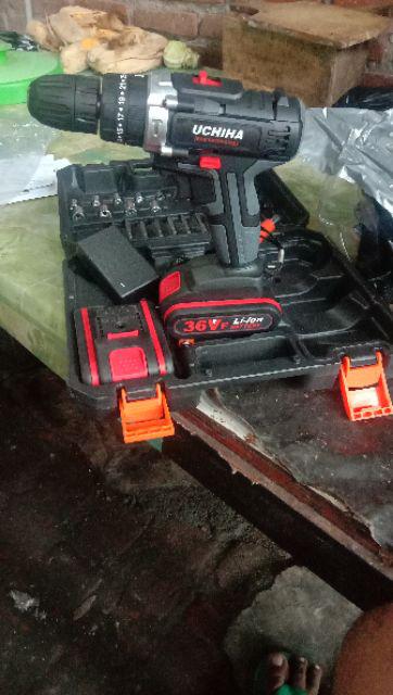 Promo Impact Driil Baterai 36volt 25torsi Cordless Uchiha Japan 10mm Kayu Besi Tembok Original