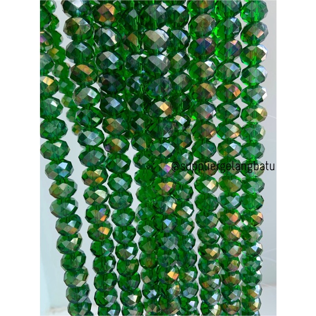 Kristal Ceko 12mm green quartz metallic bahan hijau kuarsa AB metalik bahan kalung gelang anting strap mask kerajinan tangan craft citayam fashion week etink vintage elegan bali manik crystal