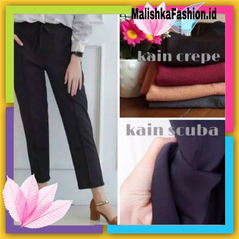 Celana panjang Vania Pants Celana bahan Crepe kulit jeruk