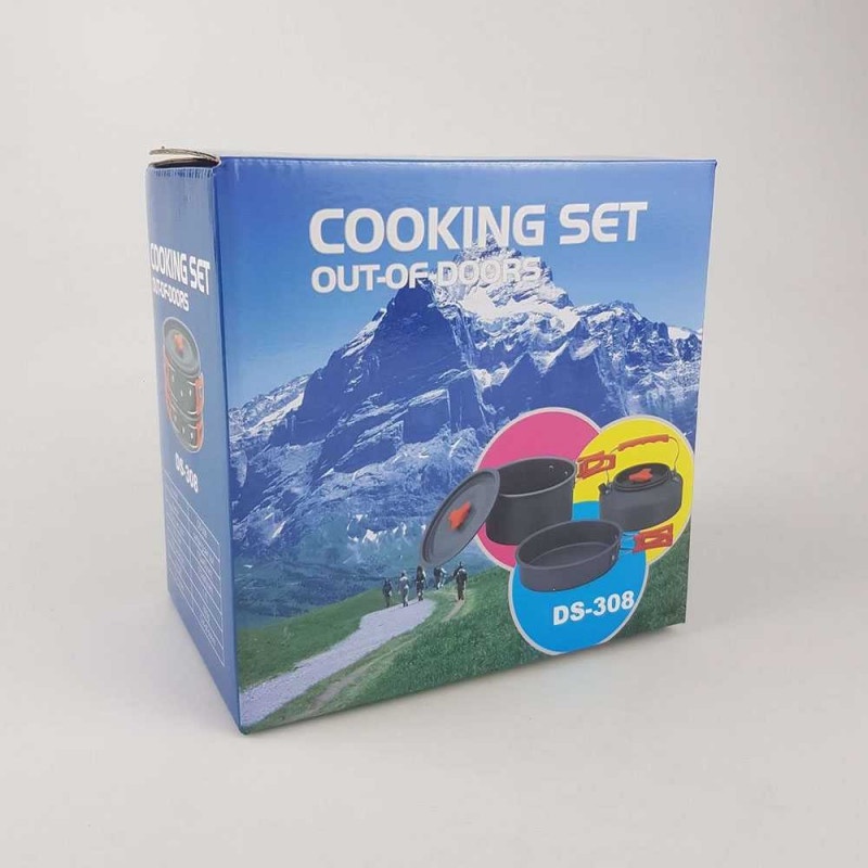 Nesting Set Outdoor Teko Alat Masak Portable Aluminium Cooking Camping