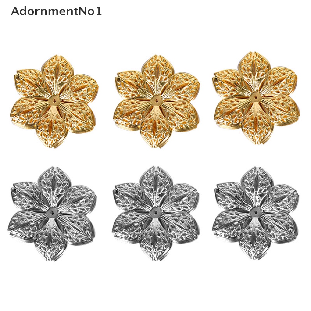 (AdornmentNo1) 50pcs / Set Konektor Liontin Bentuk Bunga Filigree Untuk Kerajinan Perhiasan DIY