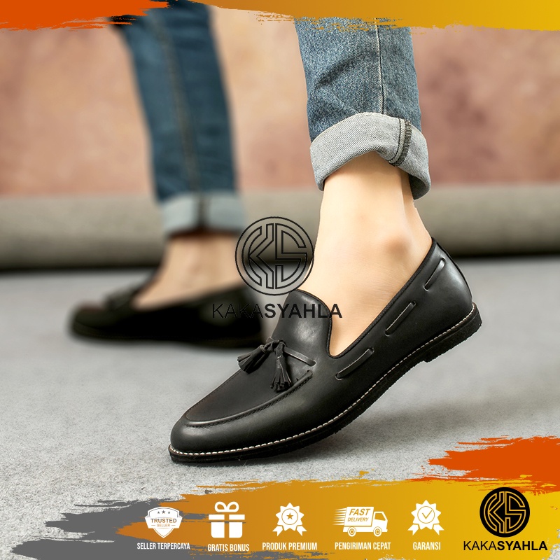 KS x LUCABLZ - Sepatu Bunut Original Acara Resmi Undangan Fladeo Cokelat Tan Hitam Kondangan Remaja 
