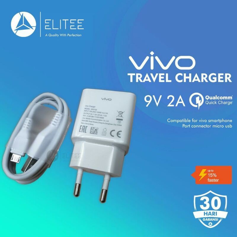 Charger vivo S1 2a 9v fast charging original 100 ori new kabel data micro usb v3 bk0720