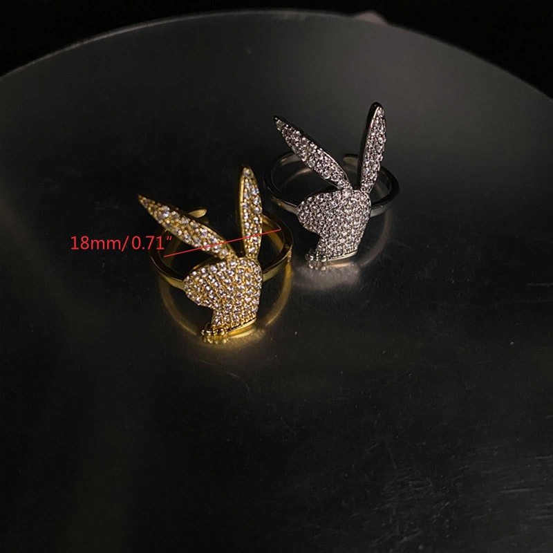 Cincin Model Terbuka Adjustable Desain Kelinci Warna Emas / Silver Untuk Hadiah Ulang Tahun