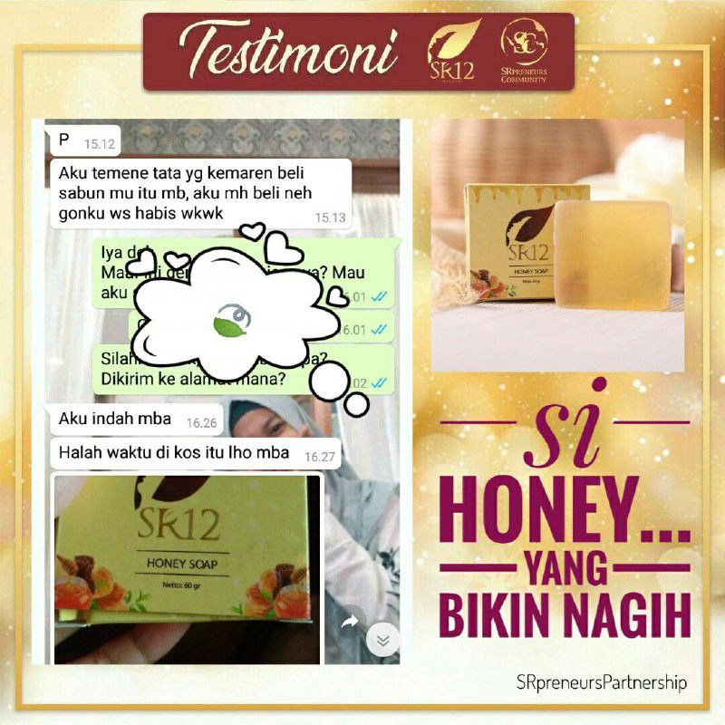 SABUN MADU HERBAL SR12 BPOM / HONEY SOAP SR12 BPOM / SABUN KULIT KERING BPOM / MENCERAHKAN WAJAH