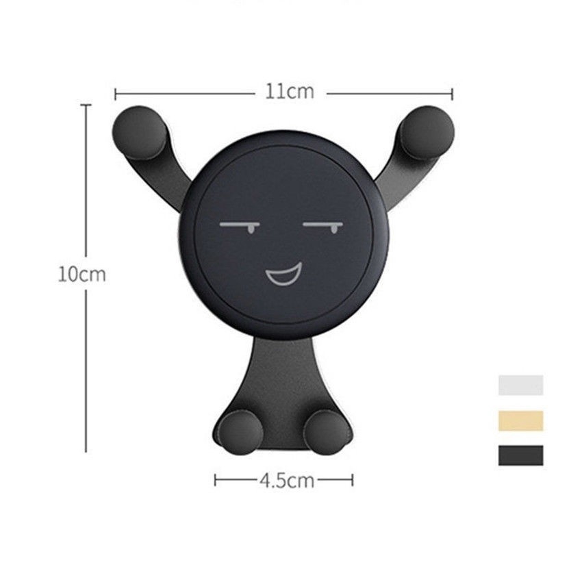 Universal360 ° Bracket Ventilasi Mobil Gravitasi Berputar Lucu Kartun Smiley Face Braket Telepon