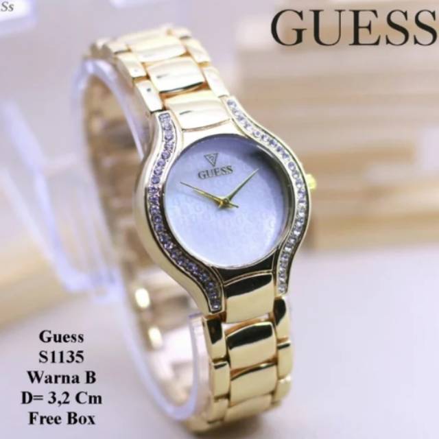 JAM TANGAN WANITA GUESS RANTAI GOLD SIMPLE ELEGANT / KADO VALENTINE MURAH