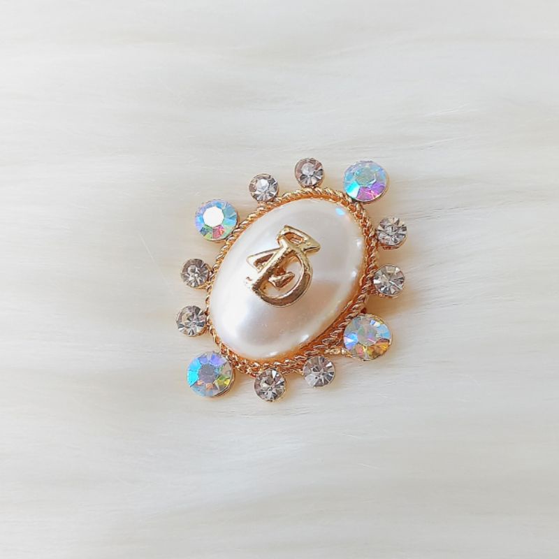 Bros B/bross signature branded /brooch button/Bros hijab buttonscarves Athar shop scarves murah-Zd oval gold