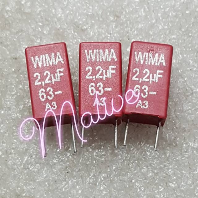 Wima MKS 2  2.2UF 63V/ 2.2uf 63v  audio grade tulisan tinta silver Germany