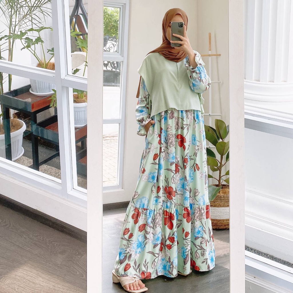 LABIKA MAXI Trend pakaian model terbaru long dress muslim baju gamis tingkat klok A line cantik ootd