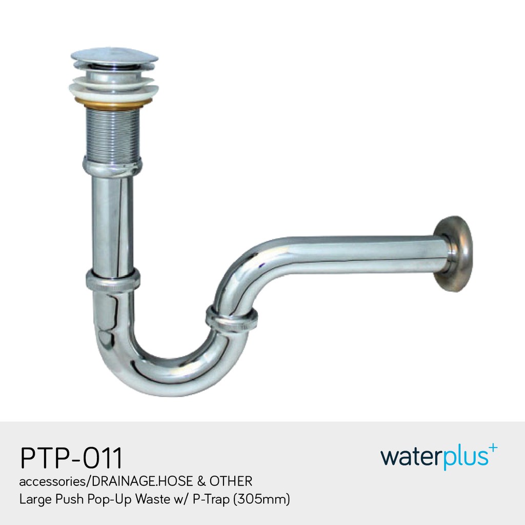 waterplus+ | Large Push Pop-up Waste w/ P-Trap | PTP-011