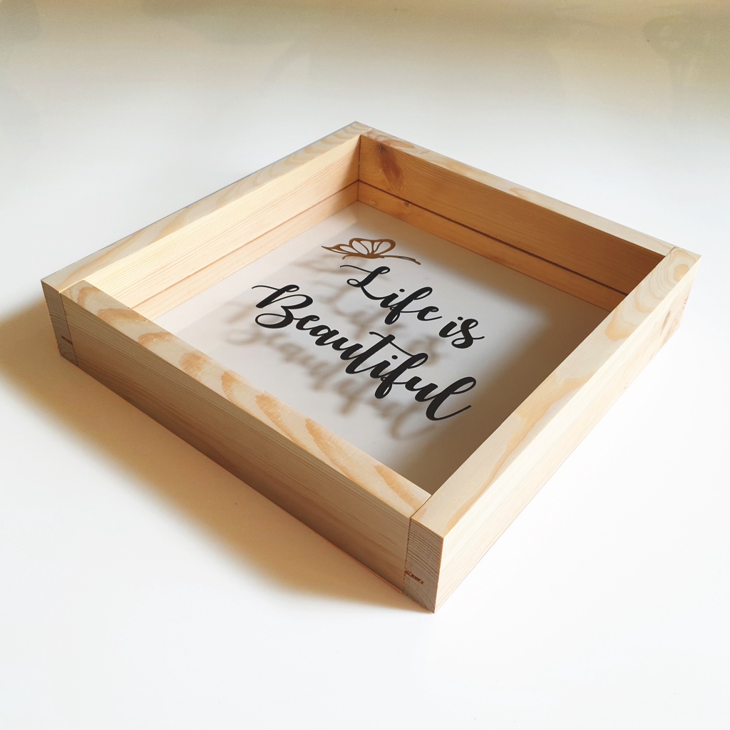 Hiasan Dinding Kayu - Life is Beautiful - Frame kata kata Motivasi