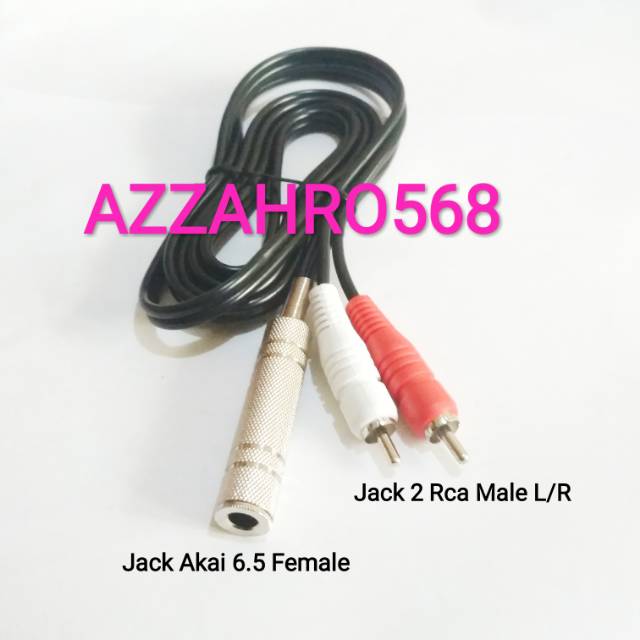 Kabel Mic/Gitar Jack Akai 6.5 Female To 2 Rca Male 3 Meter