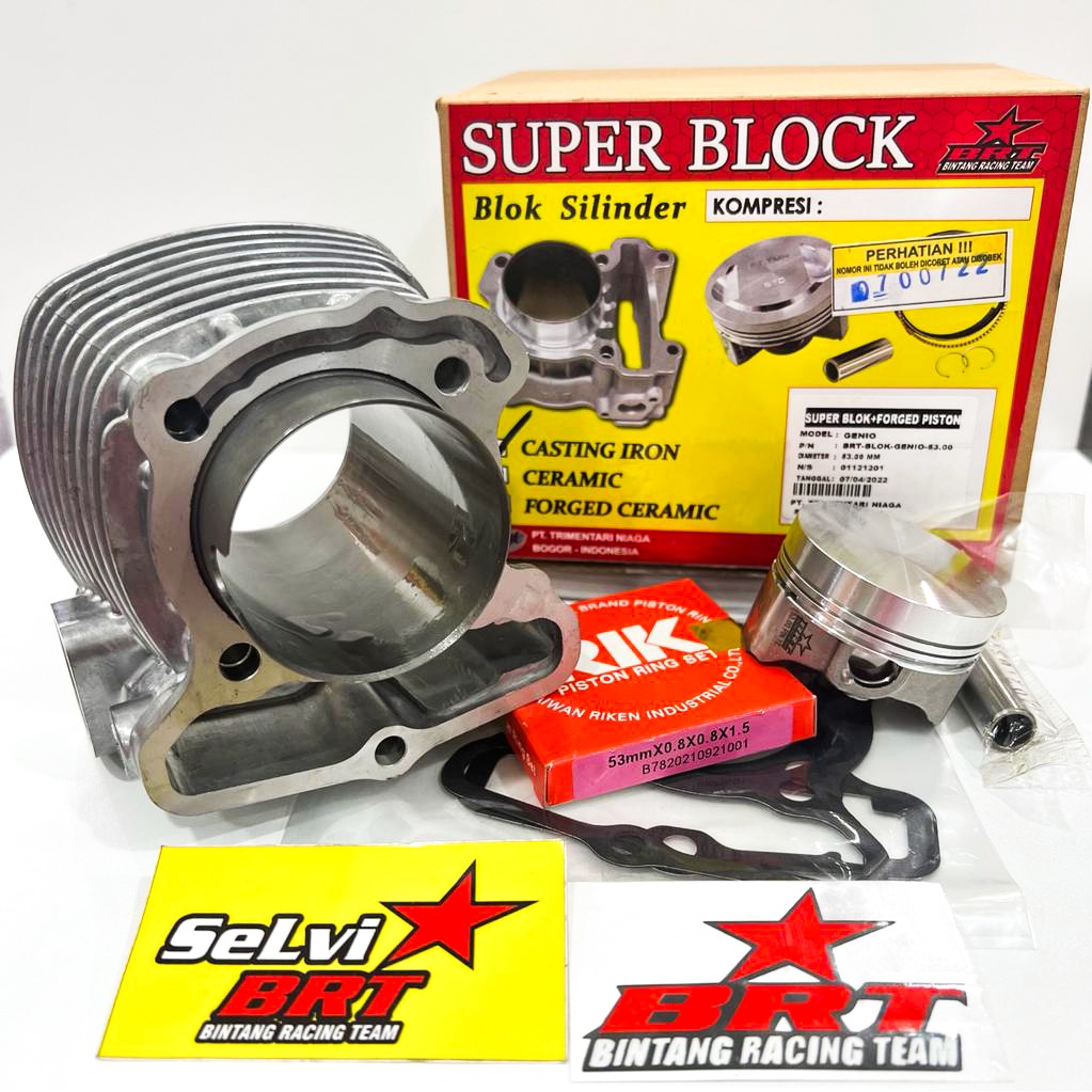 BLOK BORE UP BRT GENIO BEAT DELUXE SCOOPY STREET FI ESP CAST IRON FORGED PISTON 53MM