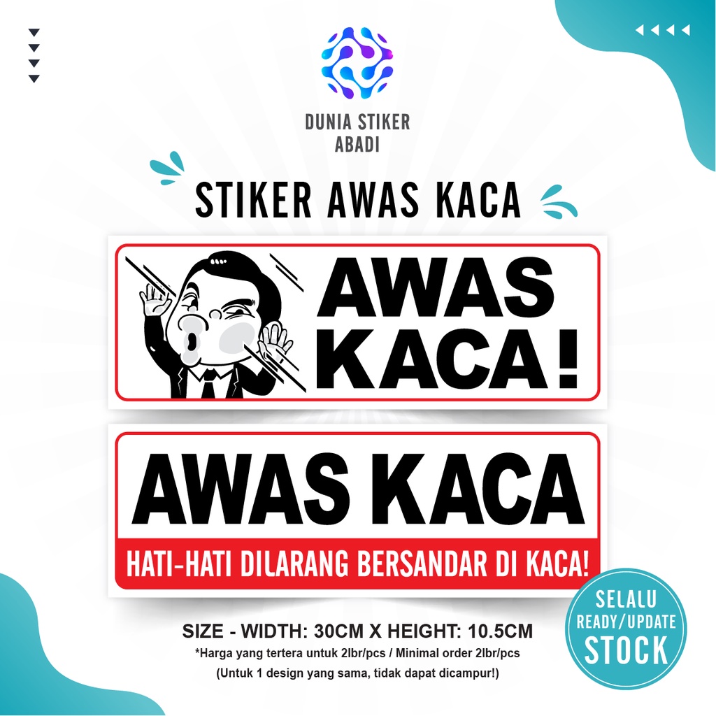 

Stiker Awas Kaca - Per/2lbr (30x10,5cm)