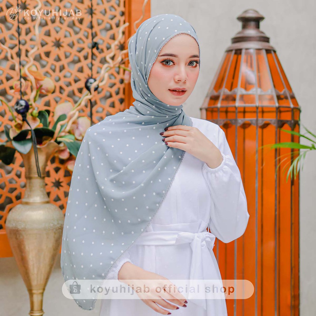 Koyu Hijab Pasmina Lace Polkadot Premium Hot Sale