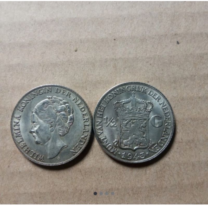 koin kuno wilhelmina koningin 1/2 gulden