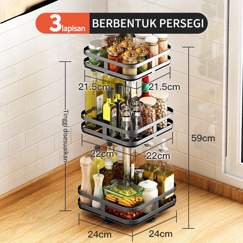 CEO Rak Bumbu Berputar Rak Susun Penyimpanan Serbaguna