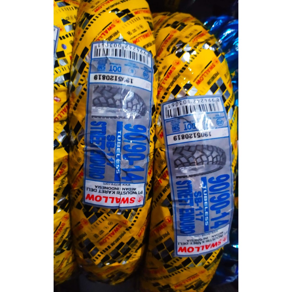 BAN LUAR SWALLOW 90 90 14 TUBELESS SB 117 STREET ENDURO