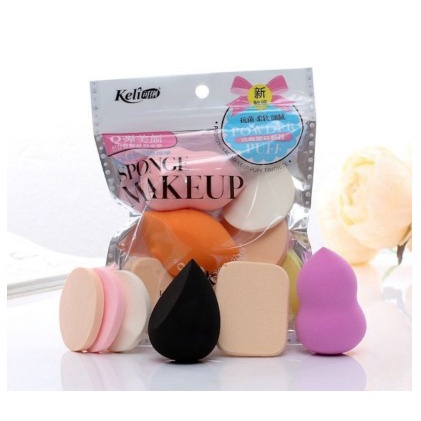 (NCS) Spons Make Up Set 6 IN 1 Beauty Blender Sponge Bedak / Spon Foundation Pembersih / Make Up Kemasan Plastik