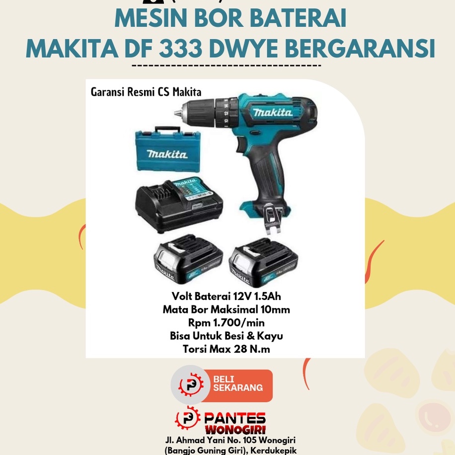 Mesin Bor Baterai Beton Makita DF 333