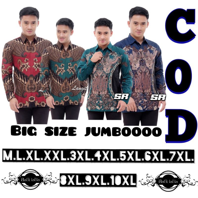 KEMEJA BATIK PRIA LENGAN PANJANG BIG SIZE M L XL XXL 3XL 4XL 5XL 6XL 7XL 8XL 9XL 10XL