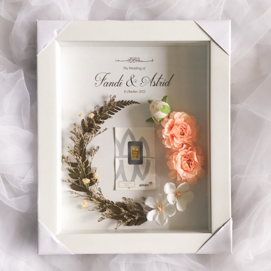 Mahar Simple Frame 3D Uang Emas - Kado Gift - 20x25cm - Lite 4